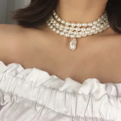 Delicate Pearl Faux Multilayer Choker Necklace